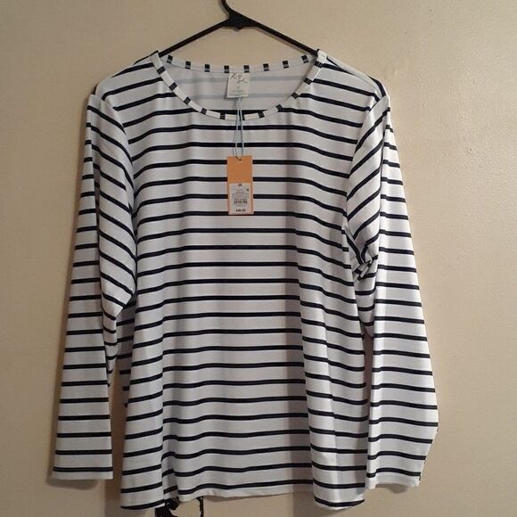 New Kona Sol Plus Size Swimwear Top Blue/White 2X New With Tags - Picture 6 of 8